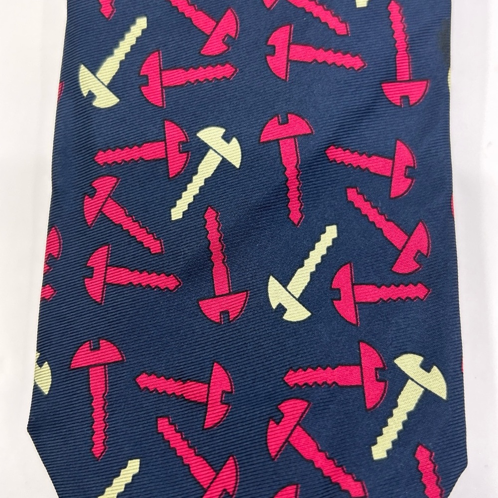 Vtg Ralph Lauren Polo Necktie Blue Red Cream Silk